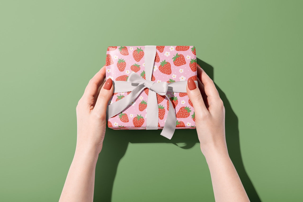 Strawberry Pattern Gift Wrap - 50x70cm Sheets