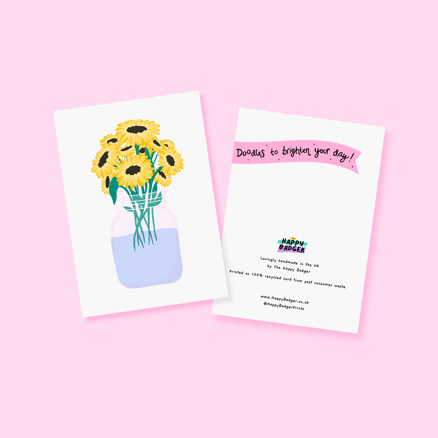 A greetings card with a bouquet of flowers, the card is otherwise blank to convey any sentiment.