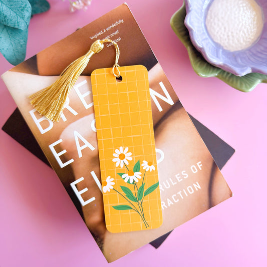 Daisy & Thistle Bookmark - Yellow Illustrated Bookmark with Co-Ordinating Tassel