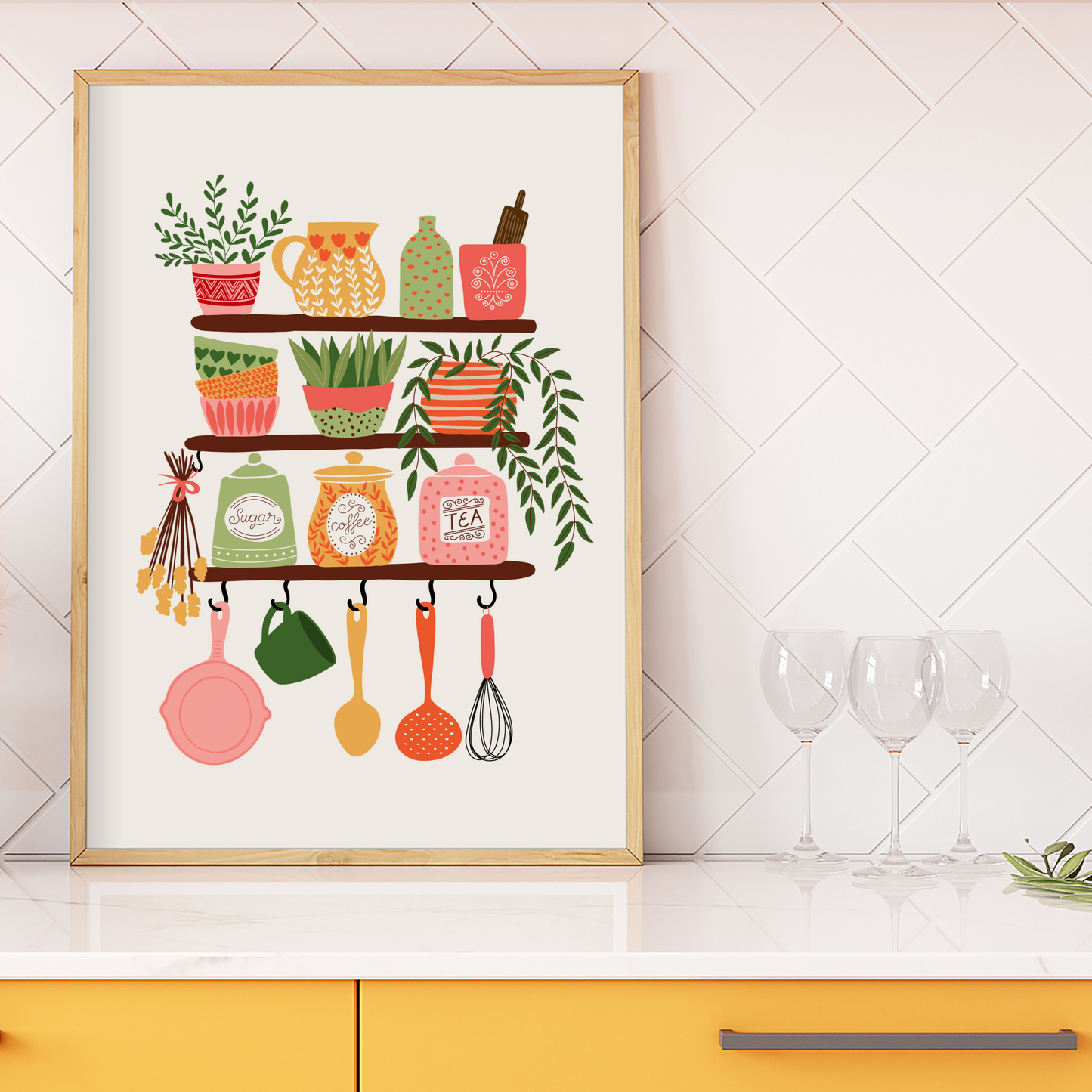 Kitchen Shelves Print - Kitchen Shelfie Art