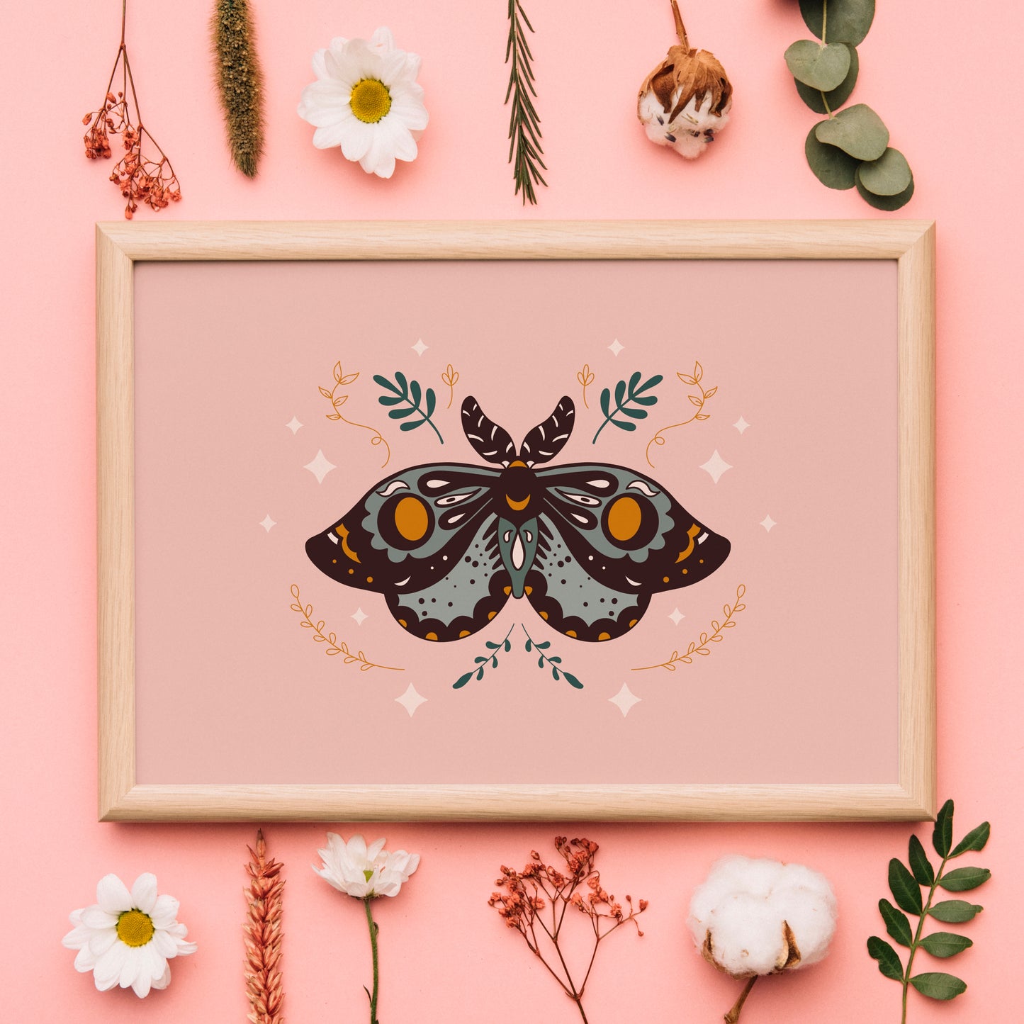 Moth Print in Dusky Pink
