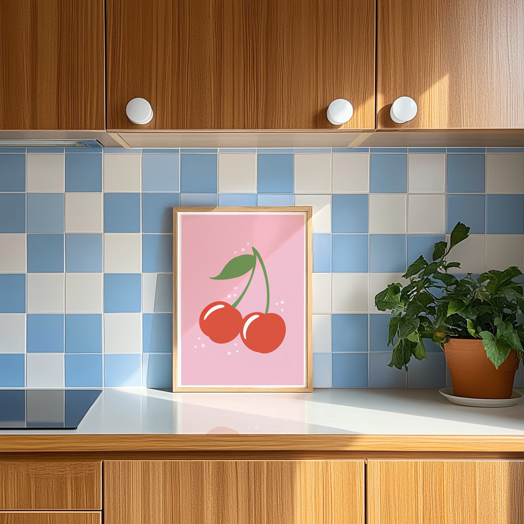 Cherry Print - Bright Pink Wall Art