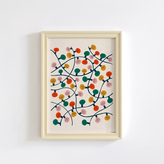 Christmas Lights Print - Festive Wall Art