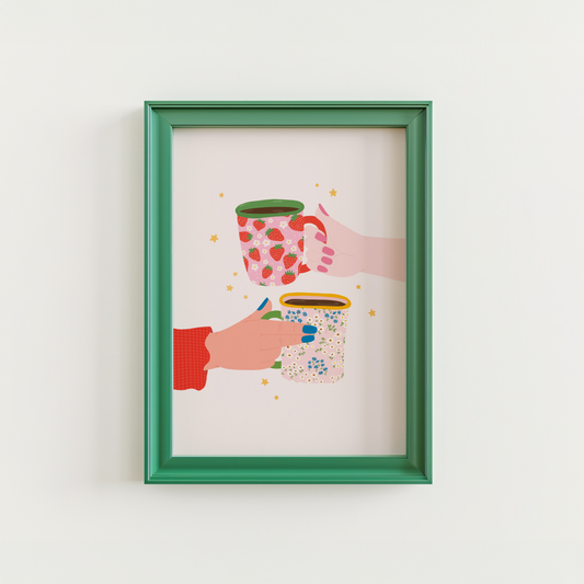 Hands Holding Mugs Print