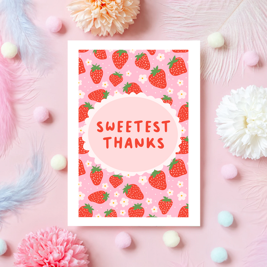 Strawberry Thank You Card - A6 Greetings Card