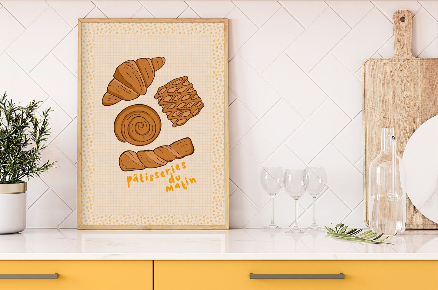 Pastries Print in Yellow
