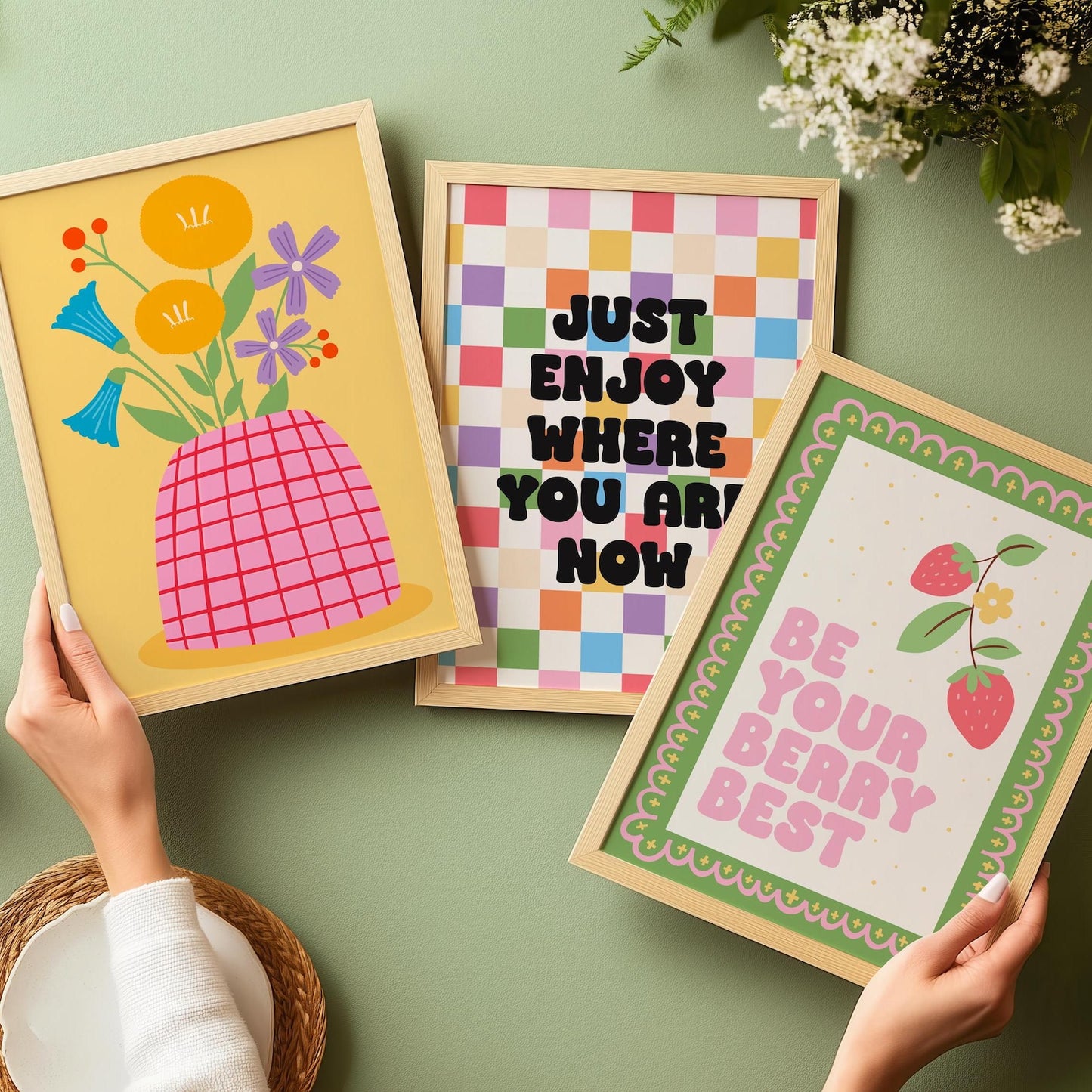 Flowers in a Vase Print in Yellow