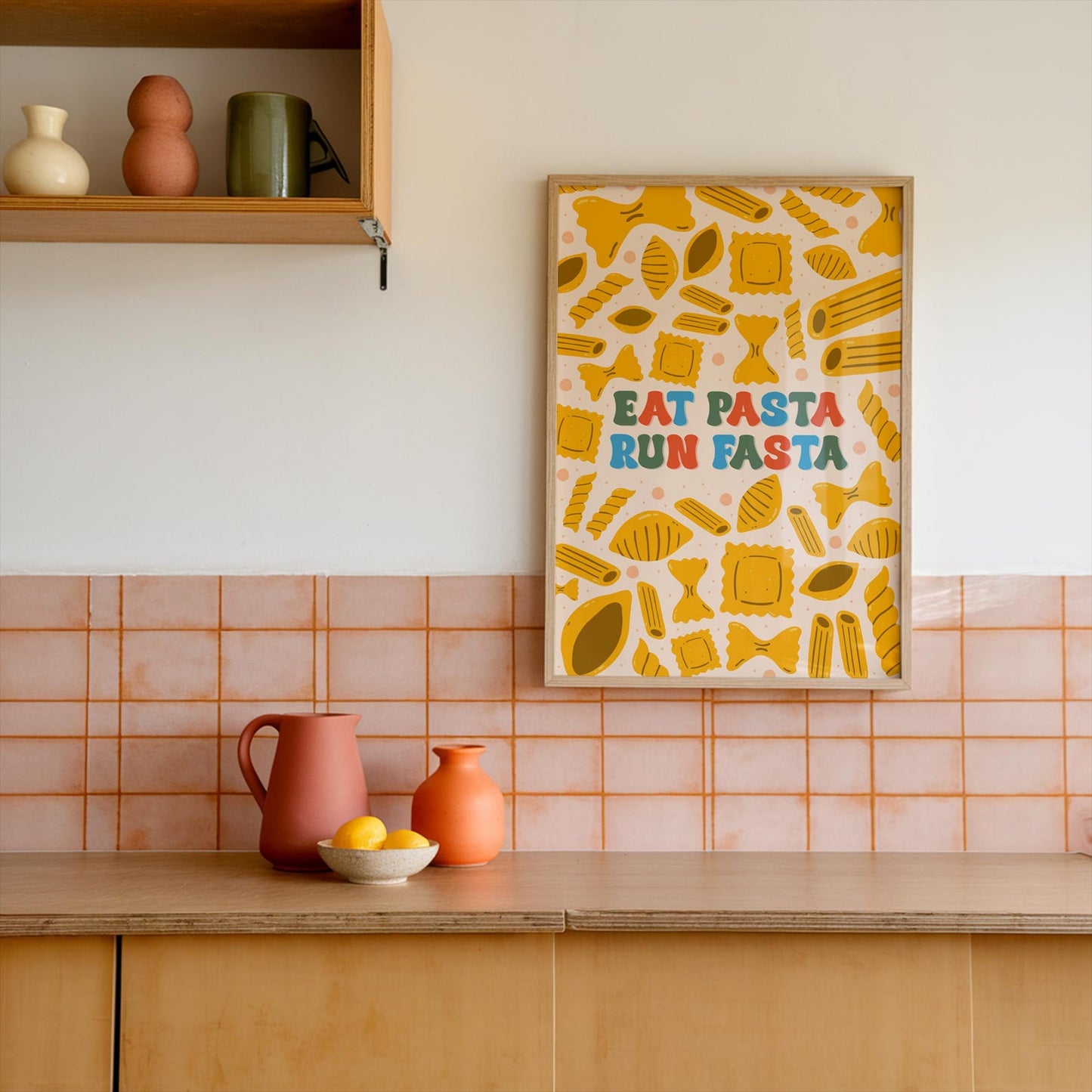 Eat Pasta, Run Fasta Print - Funny Kitchen Quote Print