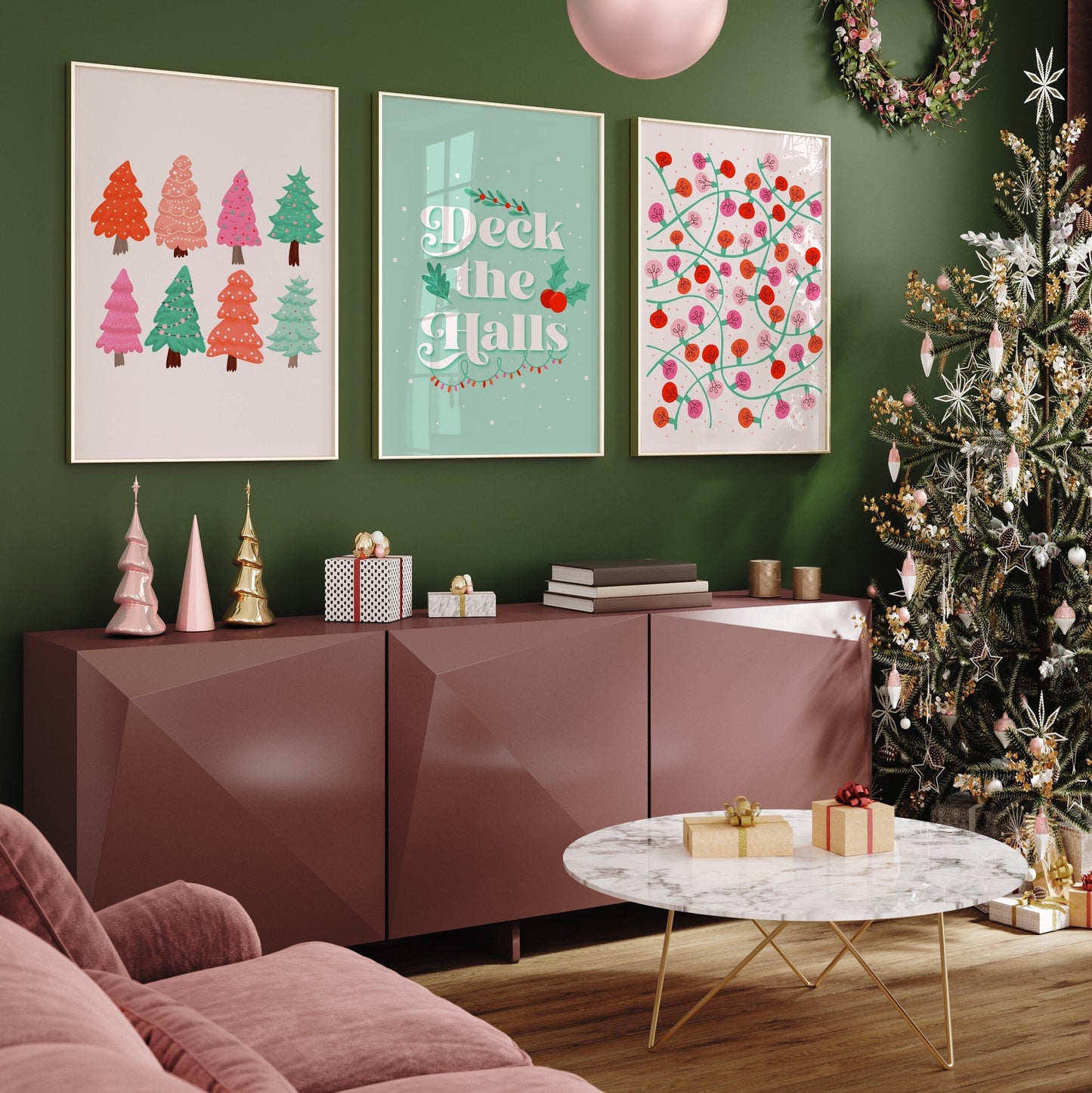 Deck The Halls Print in Green