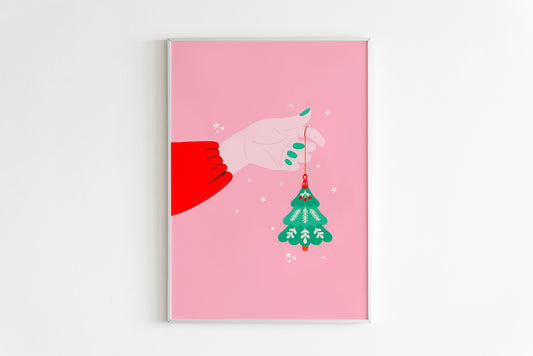 Christmas Bauble Print in Pink