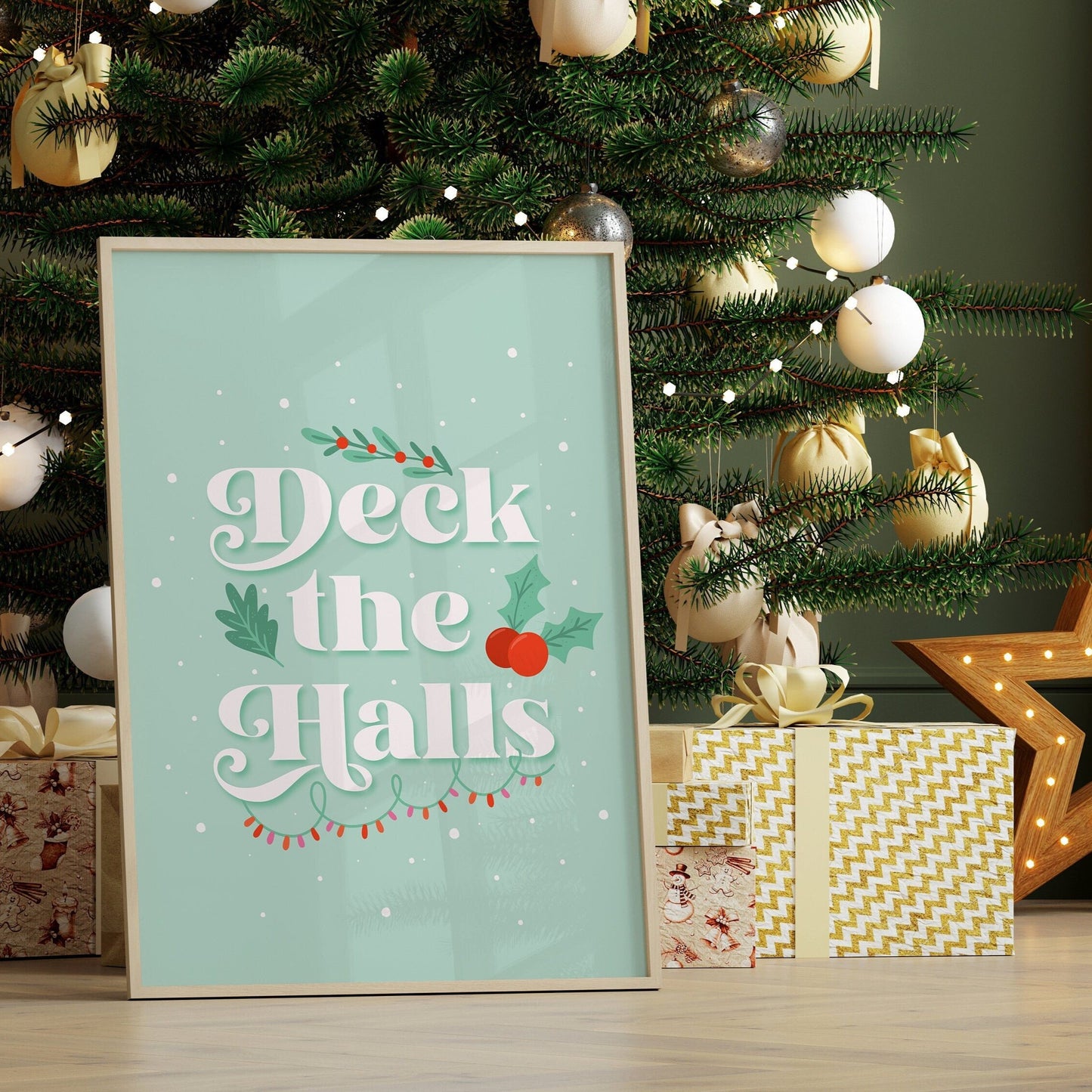 Deck The Halls Print in Green