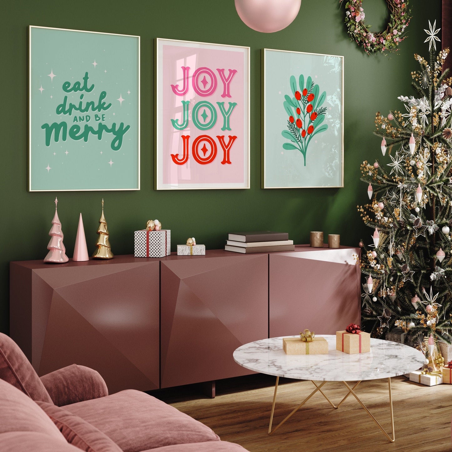 Christmas Joy Print in Pink