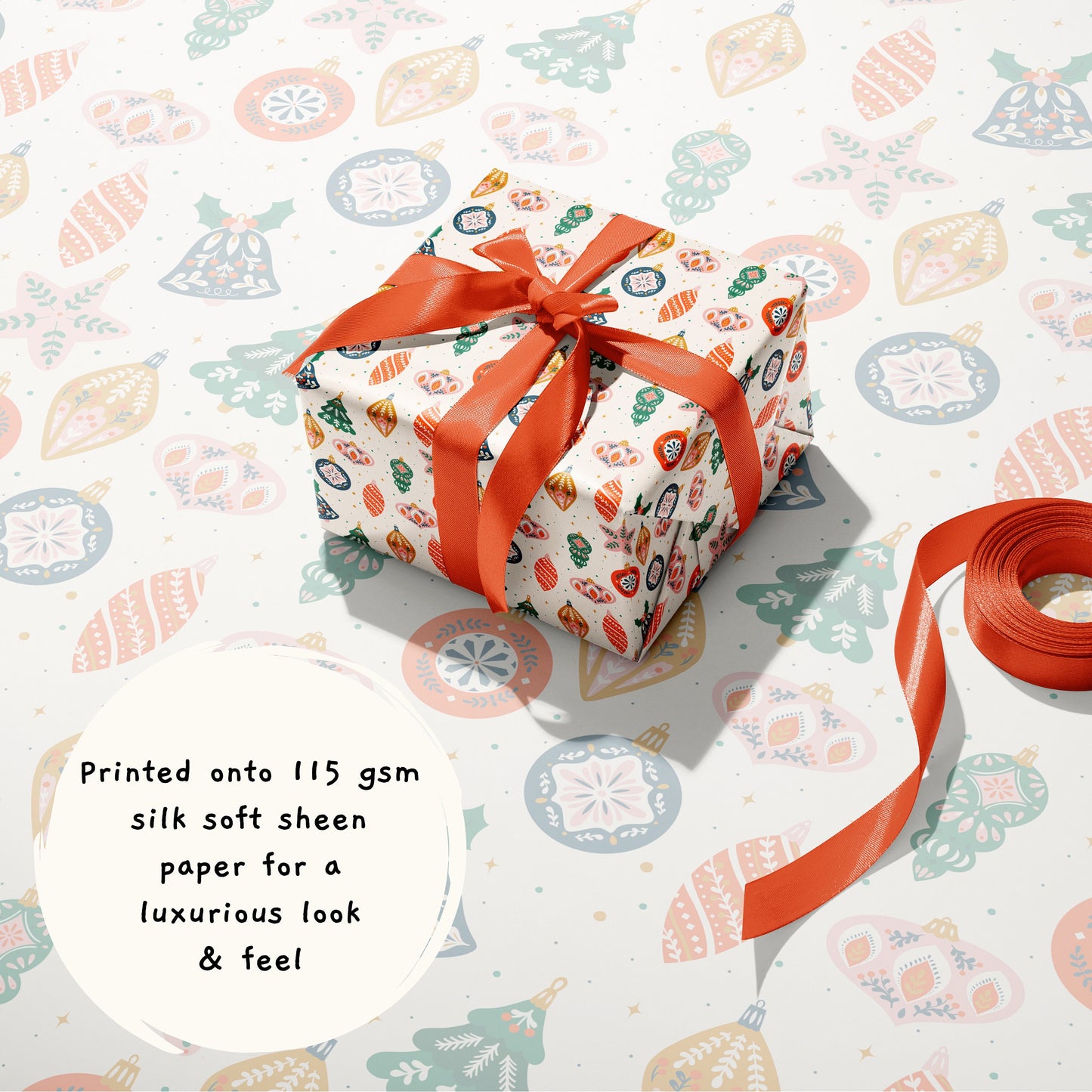 Christmas Baubles Gift Wrap (A2 Sheets)