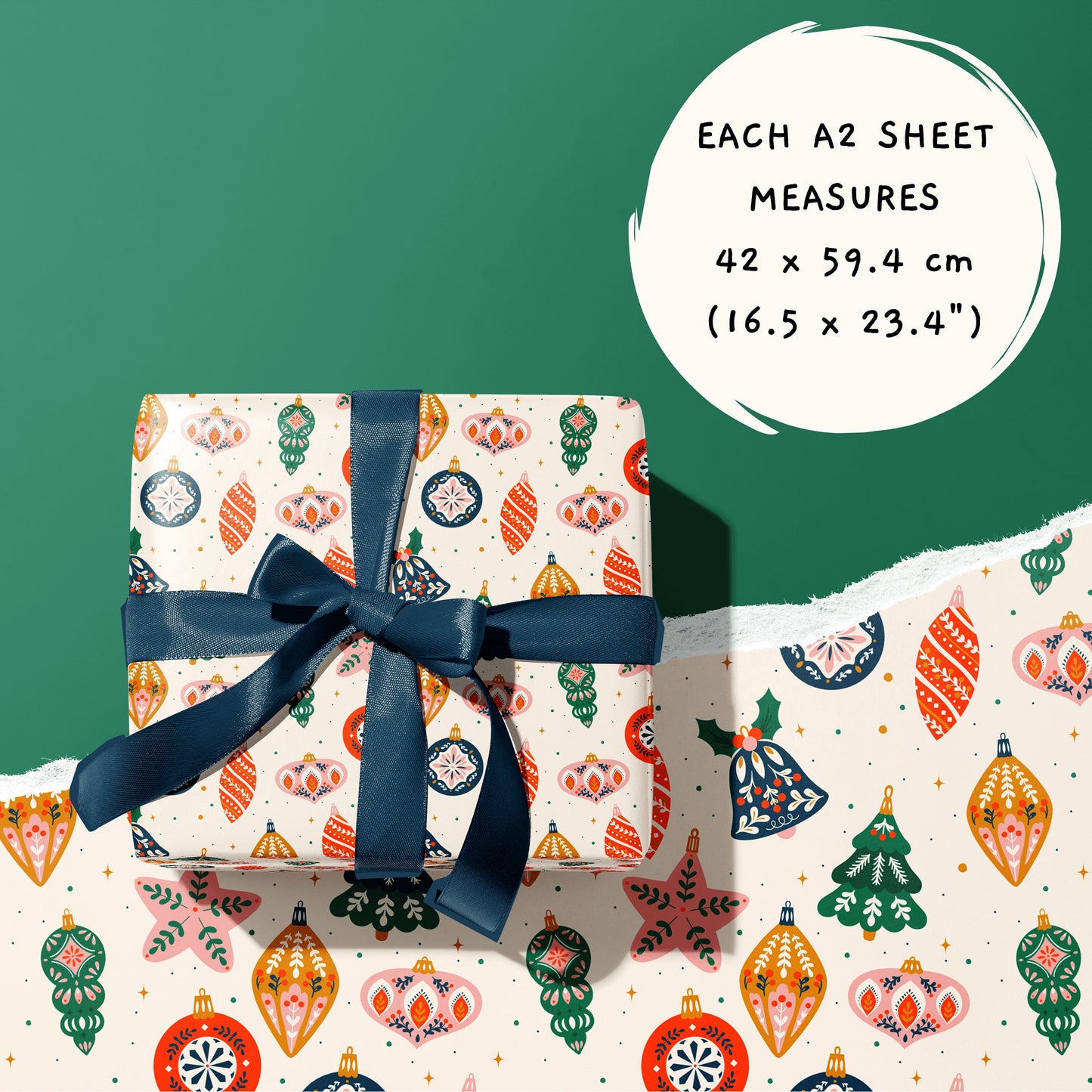 Christmas Baubles Gift Wrap (A2 Sheets)