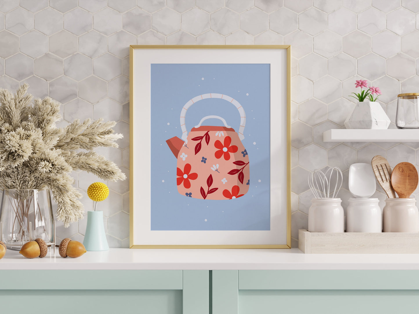 Teapot Print in Blue