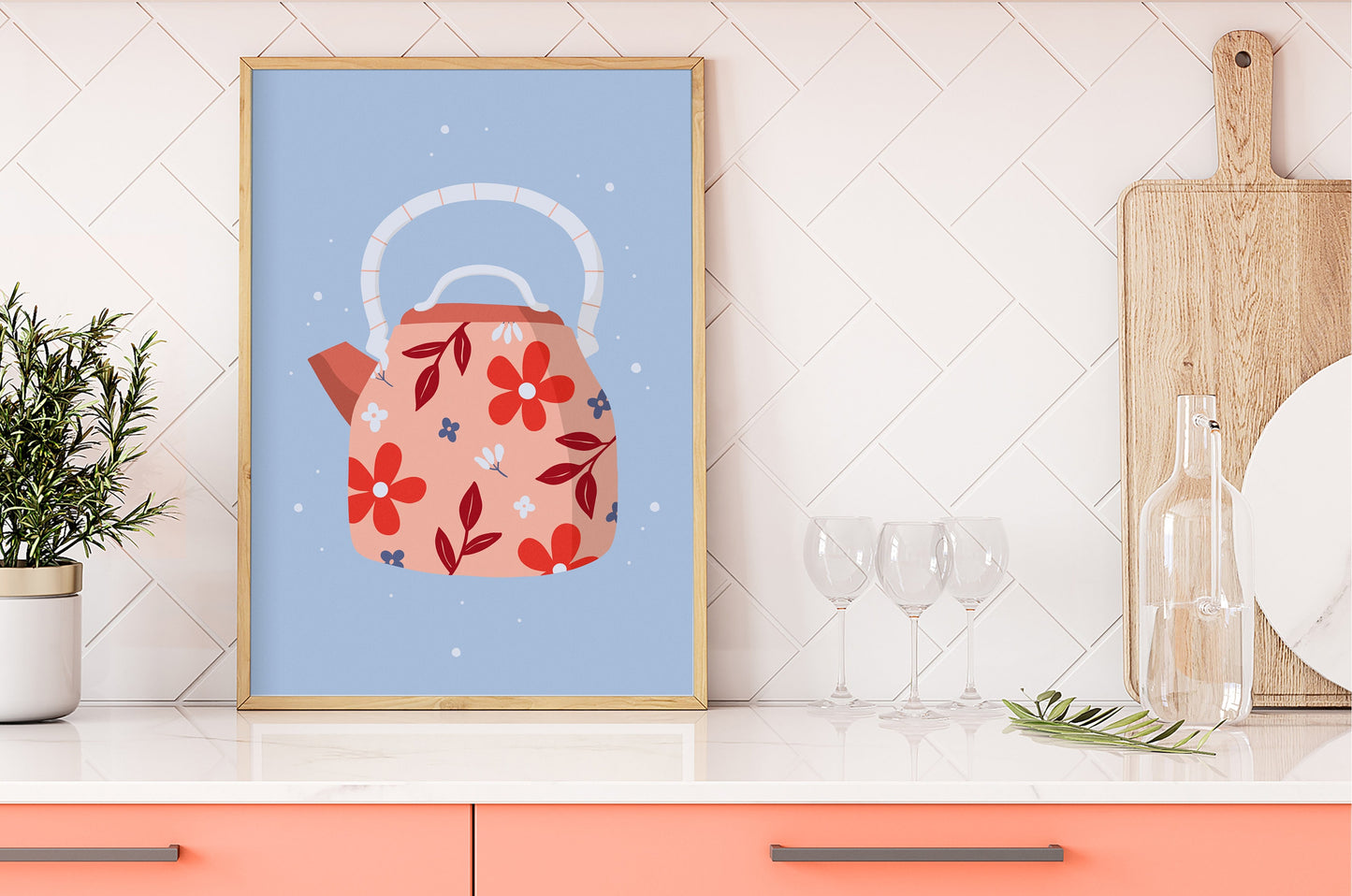 Teapot Print in Blue