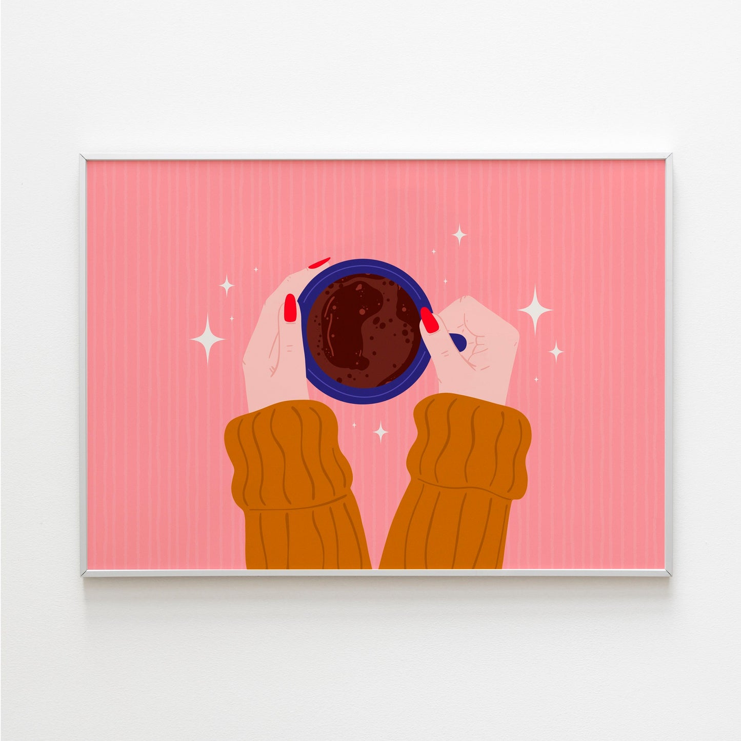 Cosy Coffee Mug Print in Pink