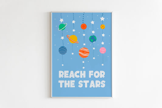 Reach For The Stars Print in Blue