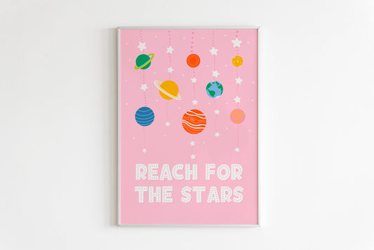 Reach For The Stars Print in Pink