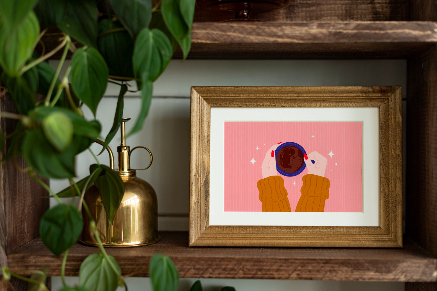 Cosy Coffee Mug Print in Pink