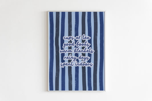 Autumn Quote Print in Blue