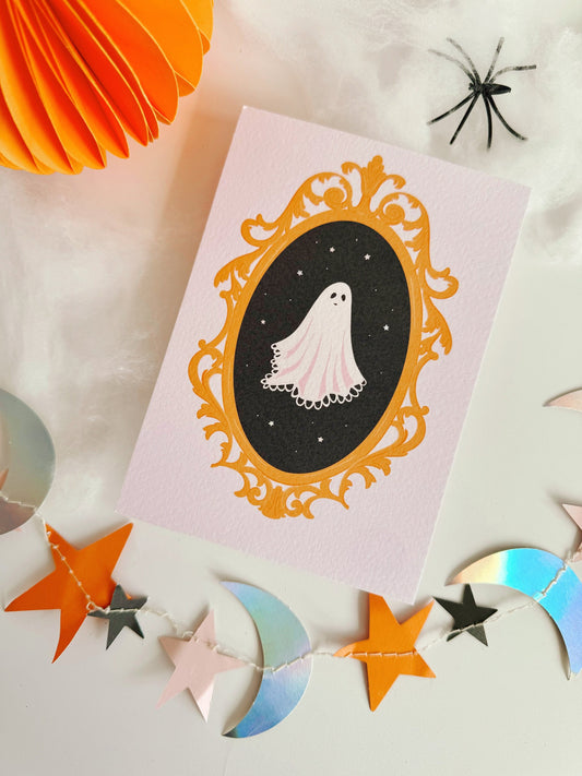 Halloween Ghost in a Frame Postcard