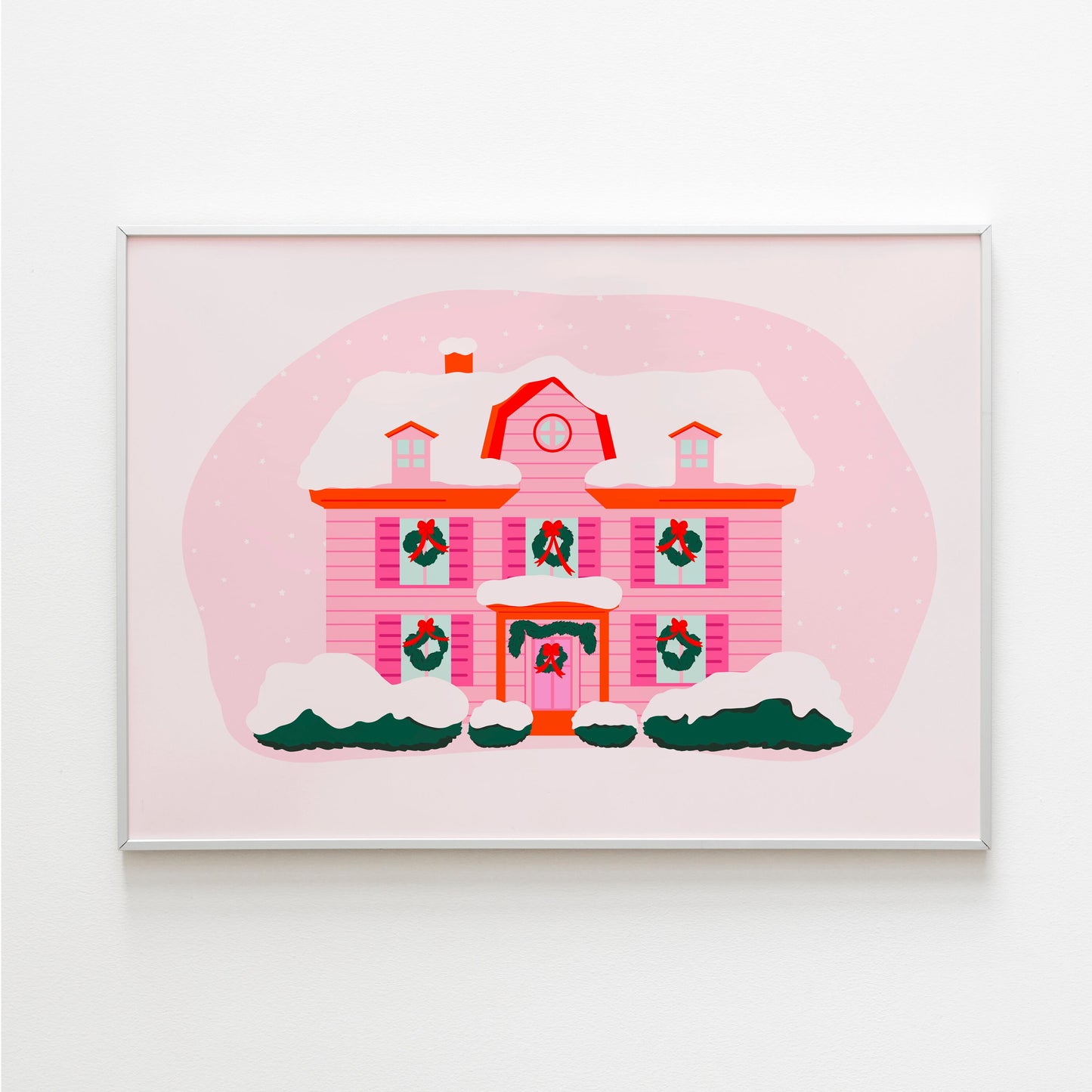 Christmas House Print in Pastels