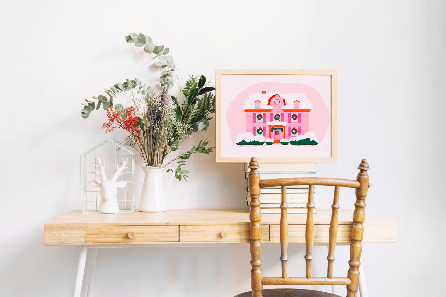 Christmas House Print in Pastels