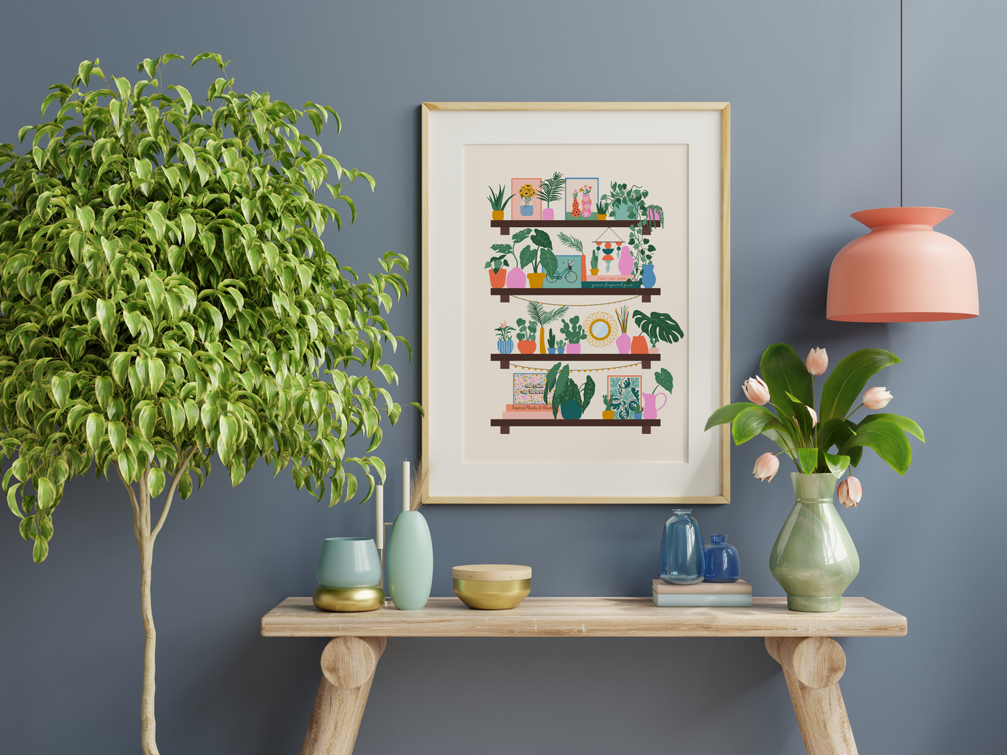 Plants on Shelves Print