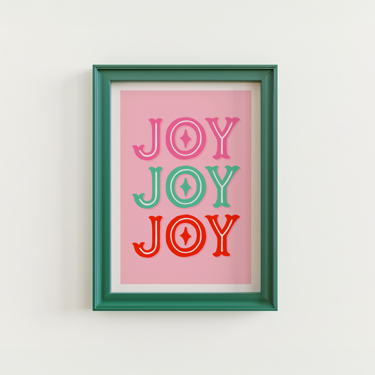 Christmas Joy Print - Pink Festive Wall Art
