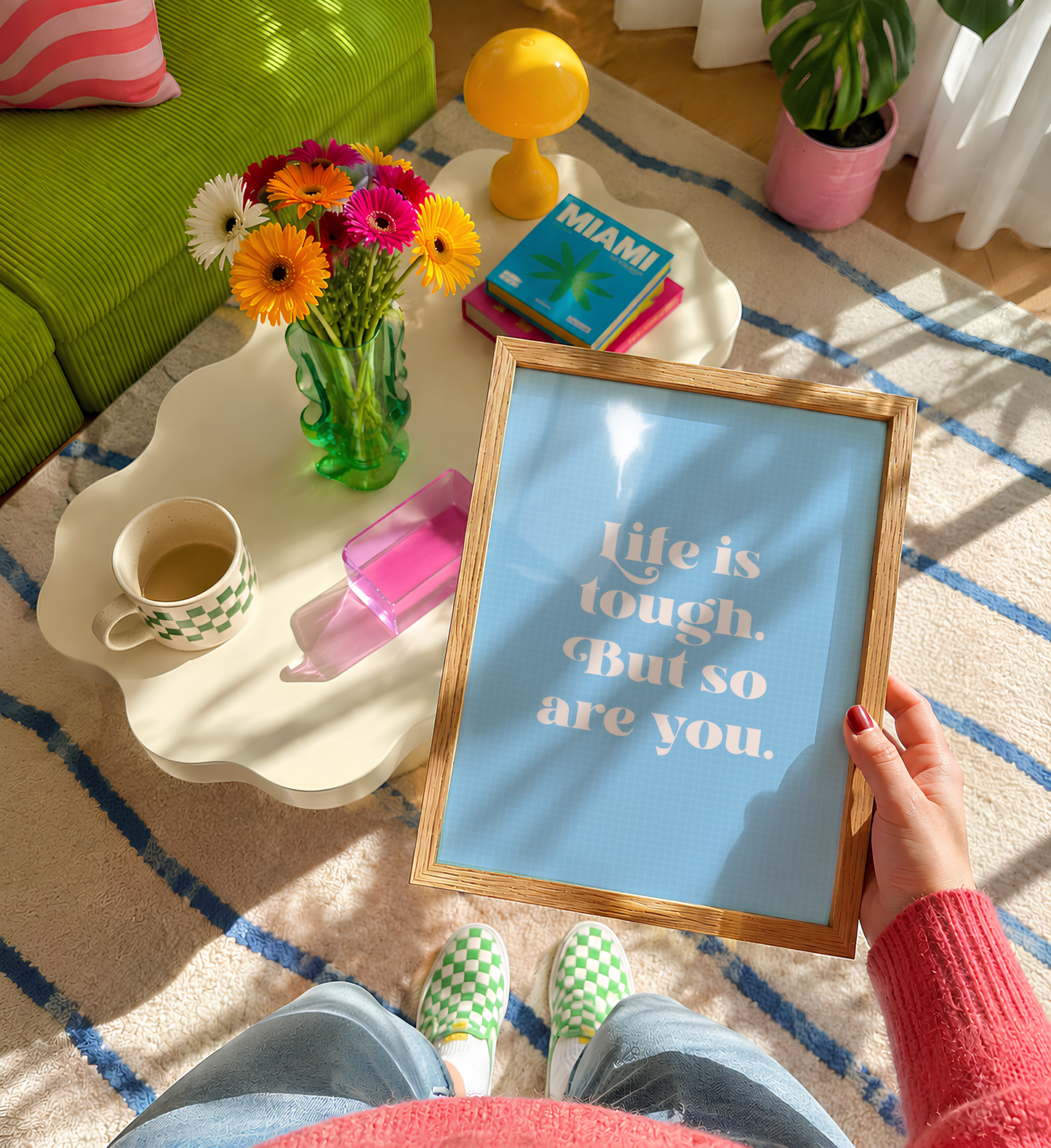 Life Is Tough But So Are You Quote Print in Blue