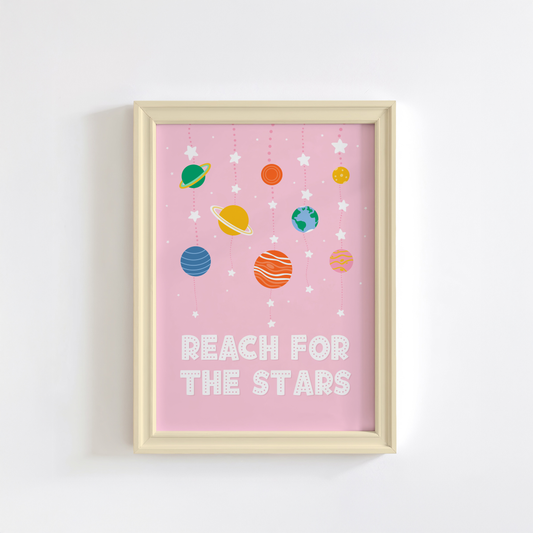 Reach For The Stars Print in Pink