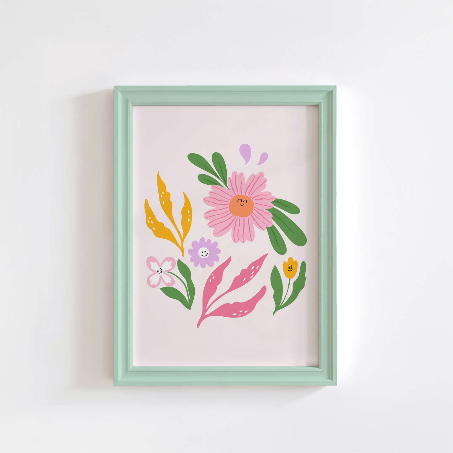 Smiling Colourful Flowers Print