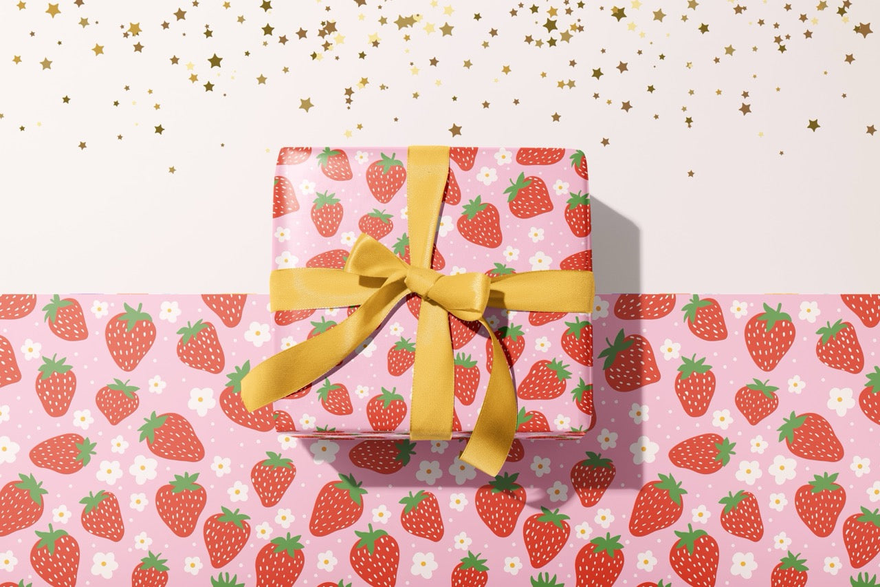 Strawberry Pattern Gift Wrap (A2 Sheets)