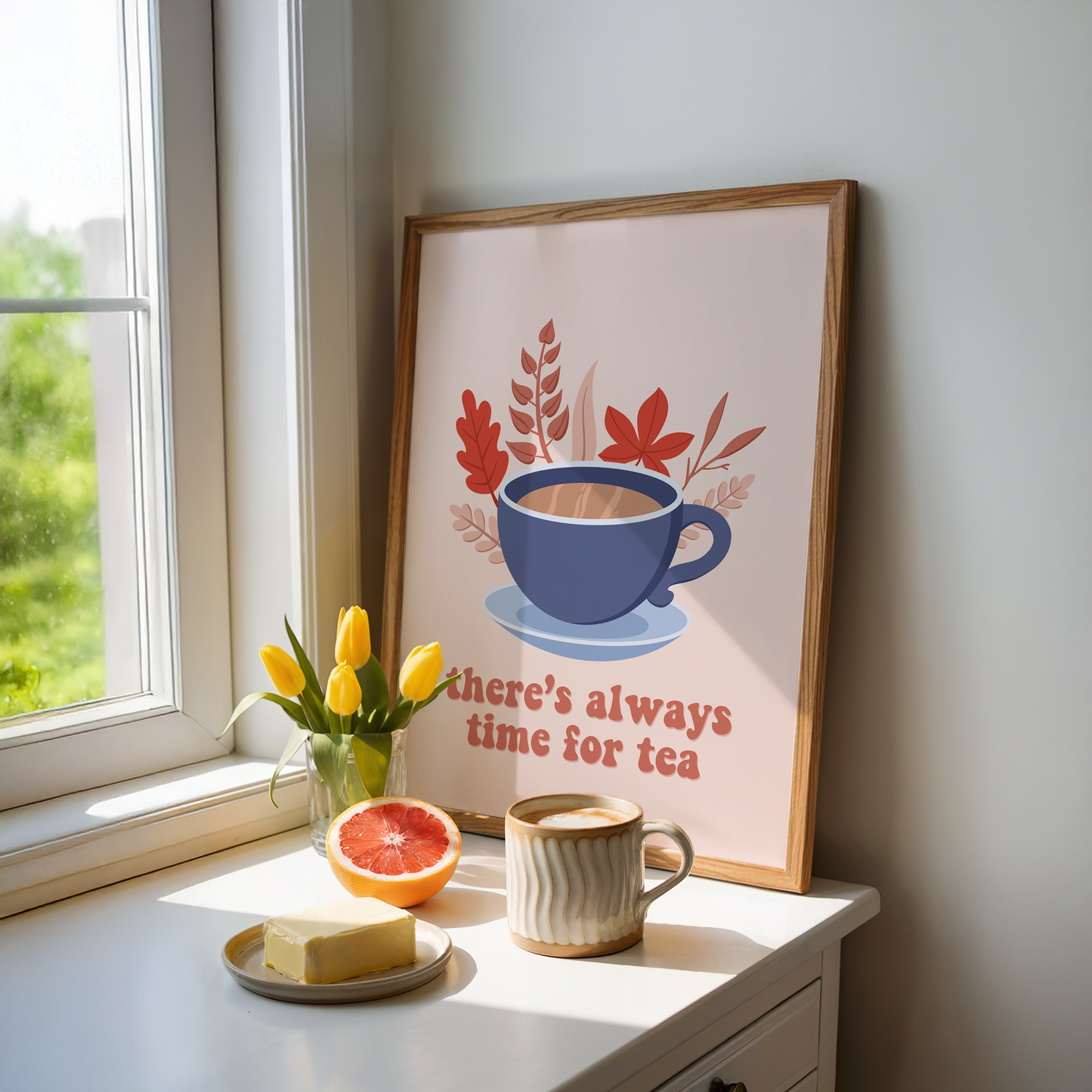 There's Always Time For Tea Print - Cosy Autumn Wall Art