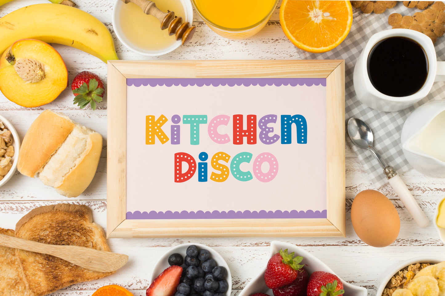 Kitchen Disco Print in Multi Colour