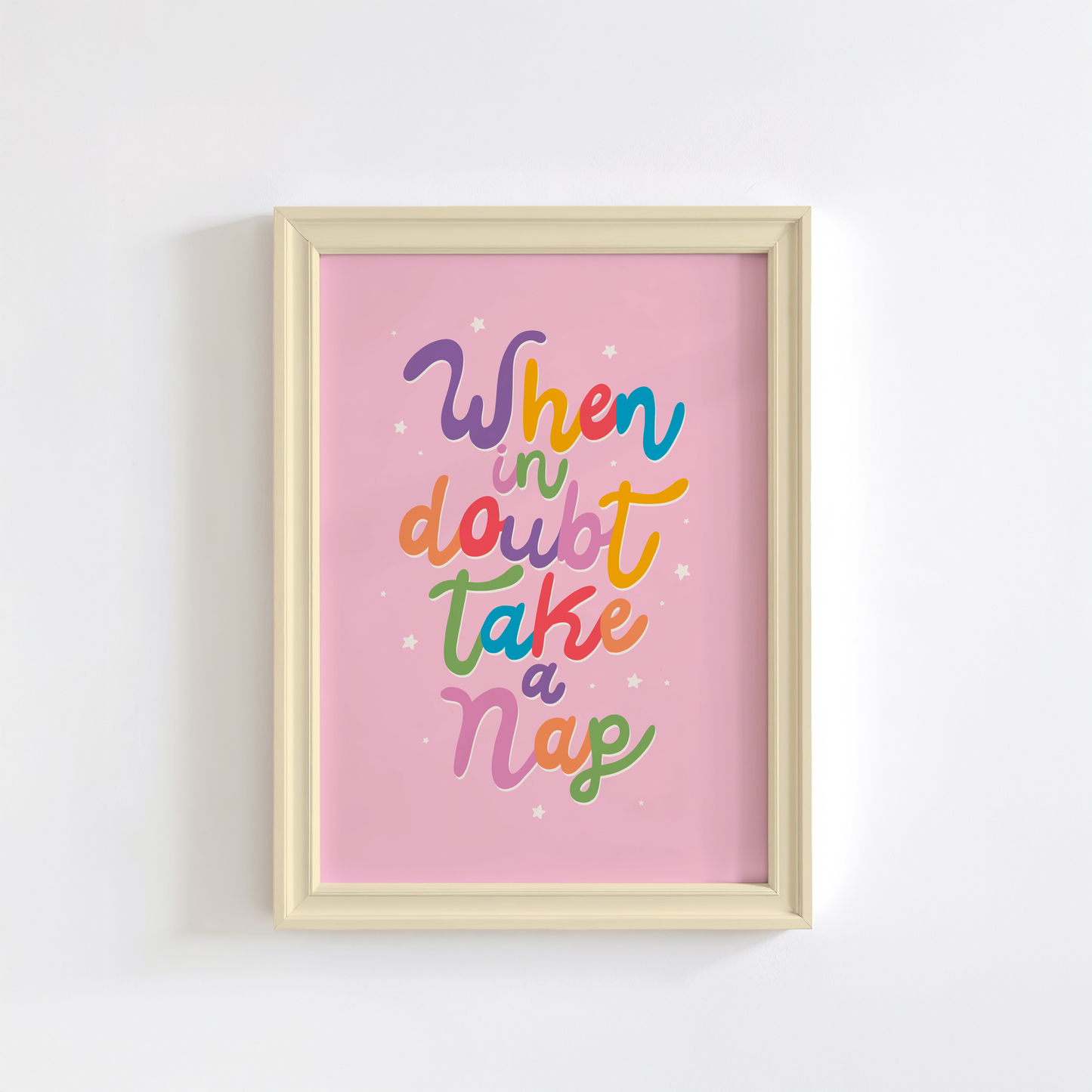 When In Doubt Take A Nap Print - Pink Quote Wall Art