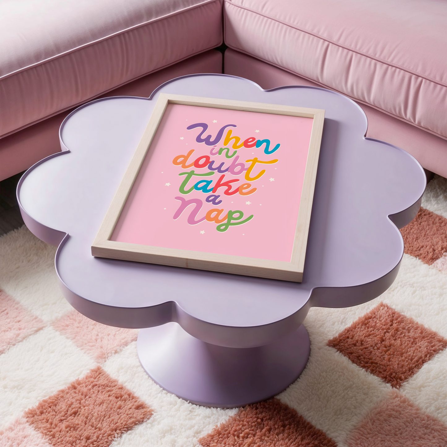 When In Doubt Take A Nap Print - Pink Quote Wall Art