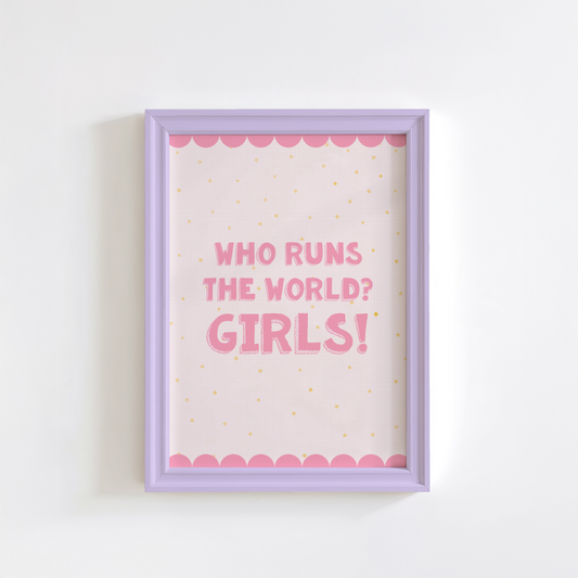 Who Runs The World Girls Print in Pink