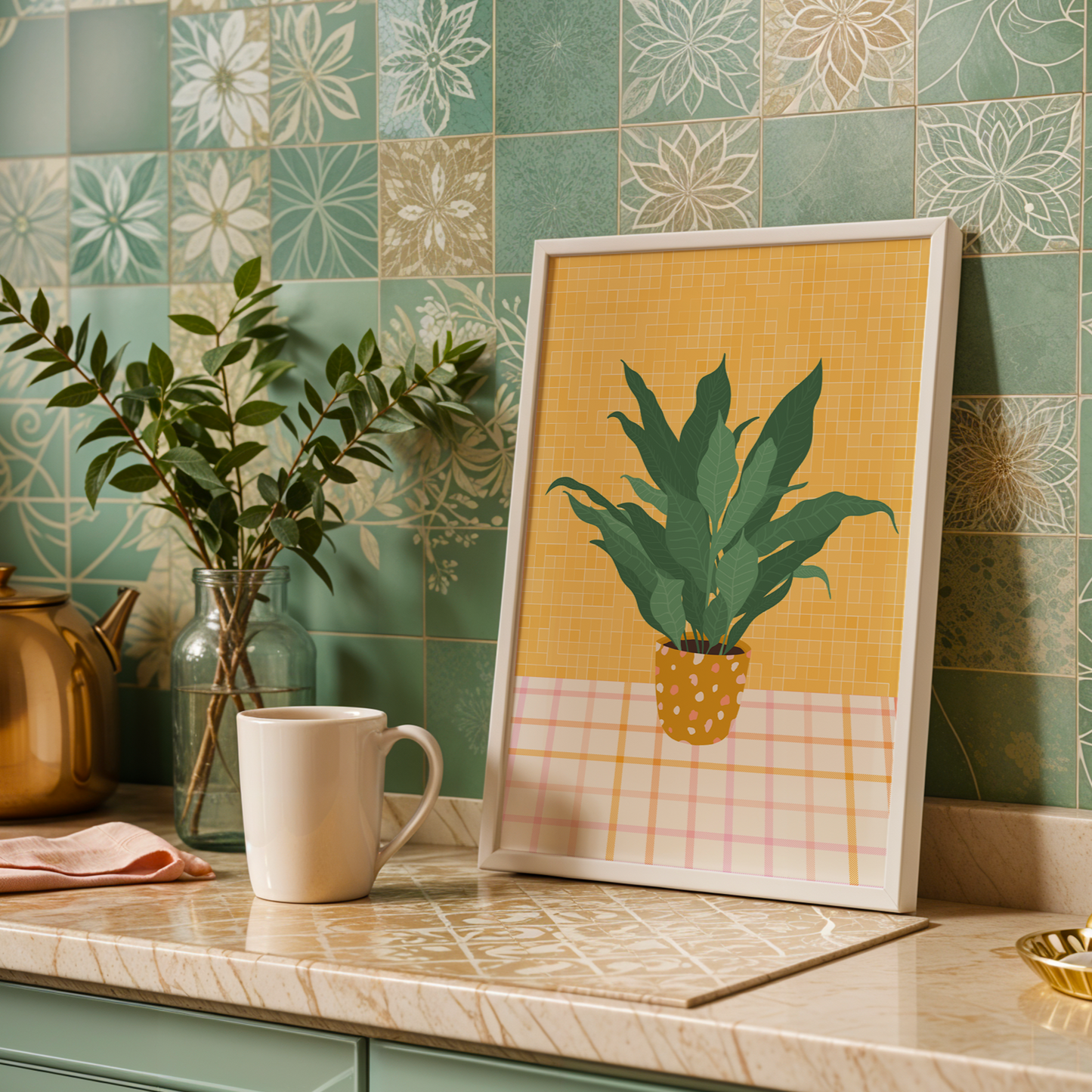 House Plant Print in Yellow