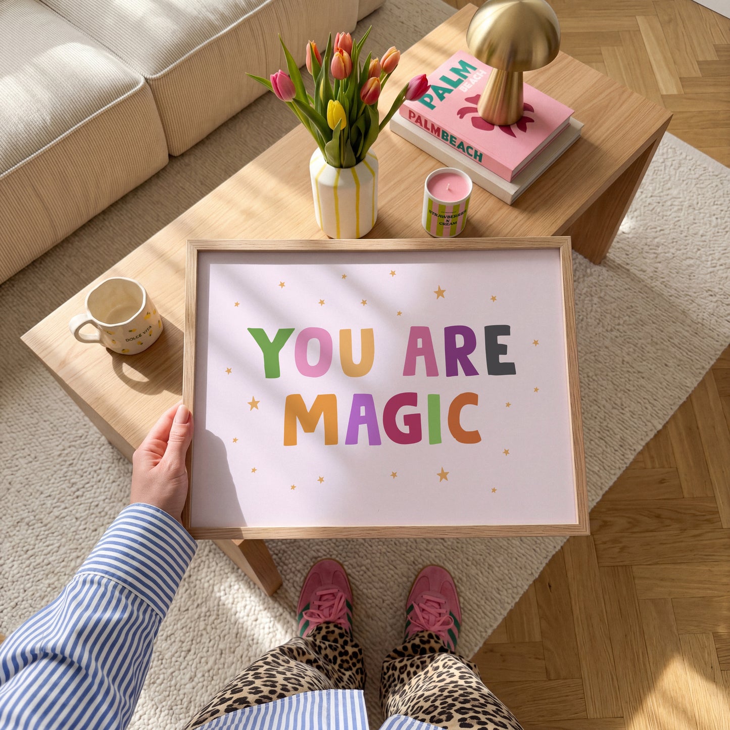 A colourful quote print that reads 'YOU ARE MAGIC' in bright and bold Halloween themed colours.
