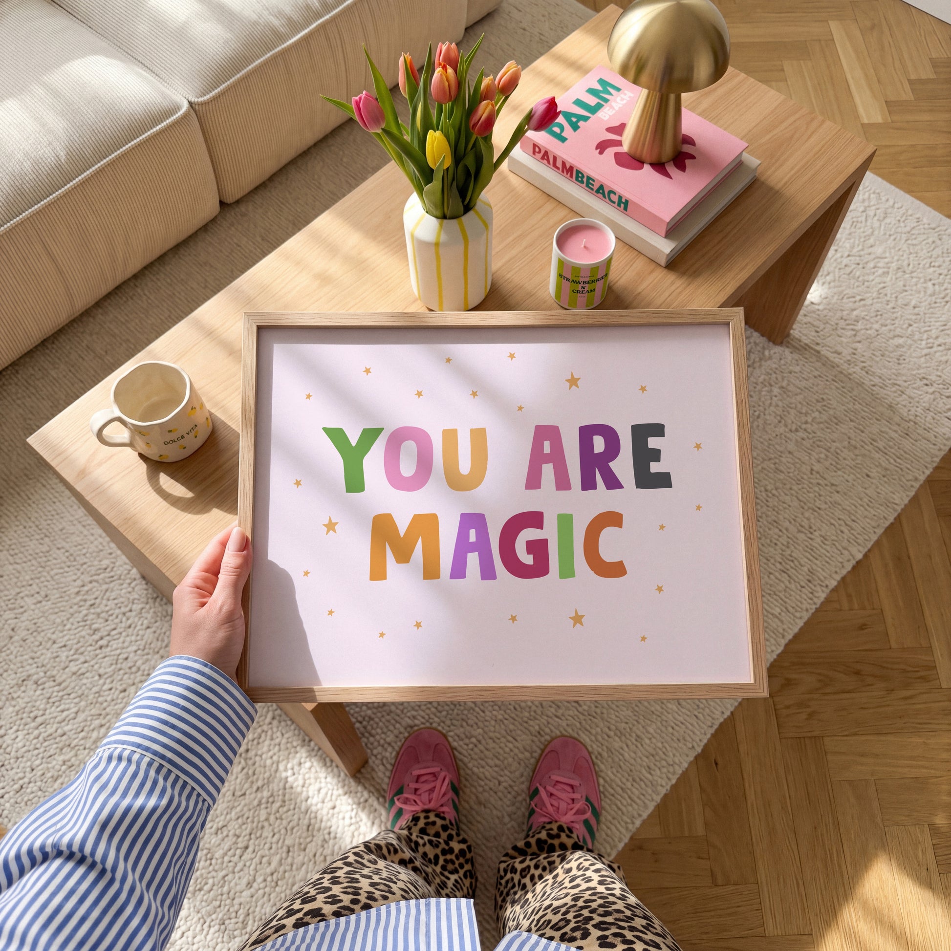 A colourful quote print that reads 'YOU ARE MAGIC' in bright and bold Halloween themed colours.