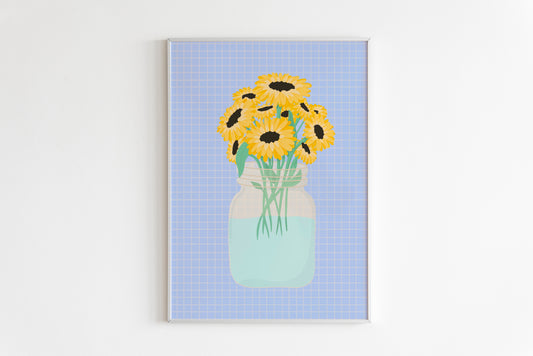 Sunflowers In A Vase Print in Pastels
