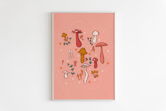 Mushroom Print in Dusky Pink