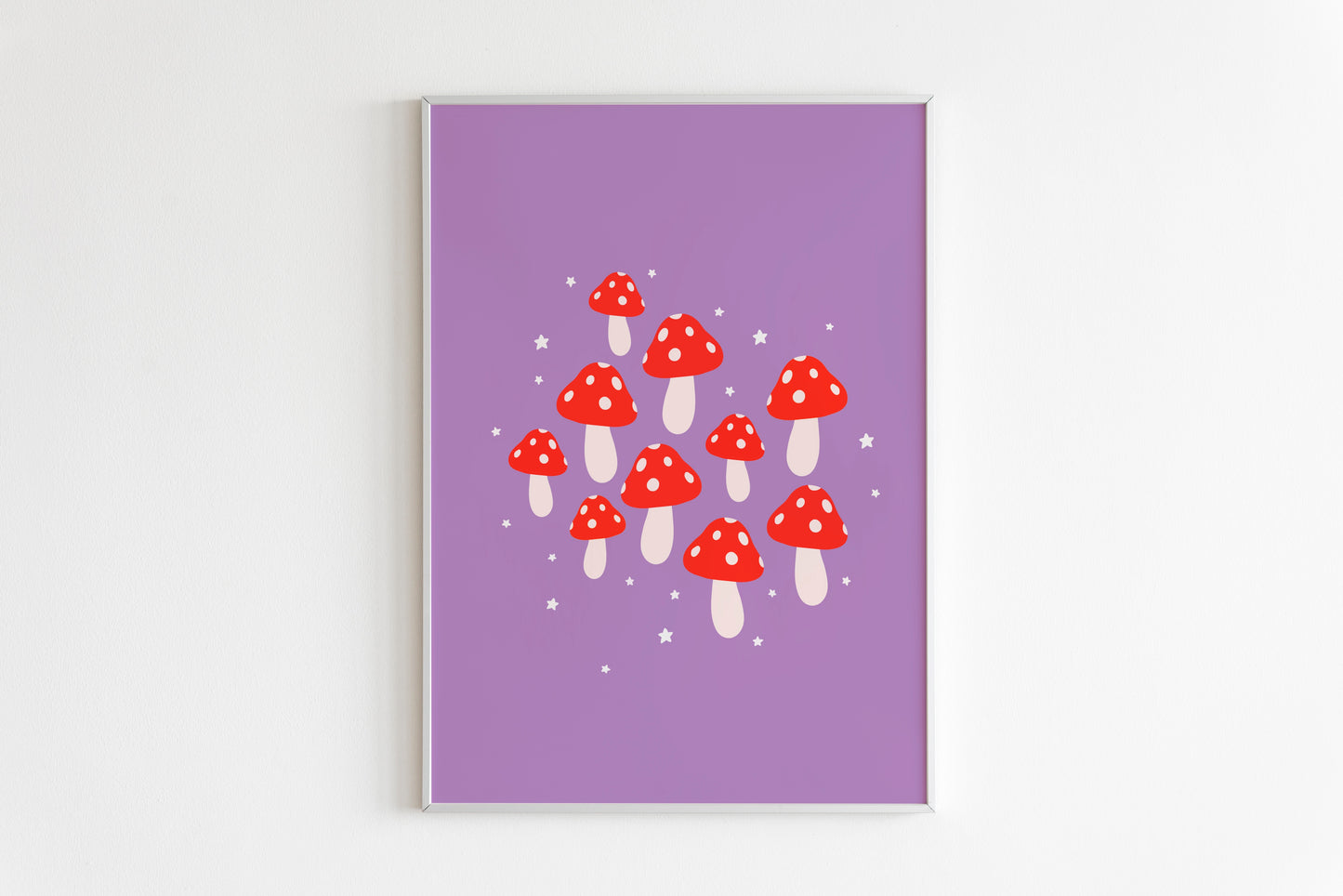 Cute Mushroom Print in Purple