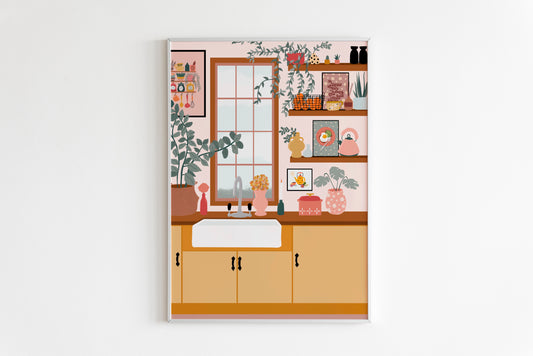 Kitchen Scene Print in Neutrals