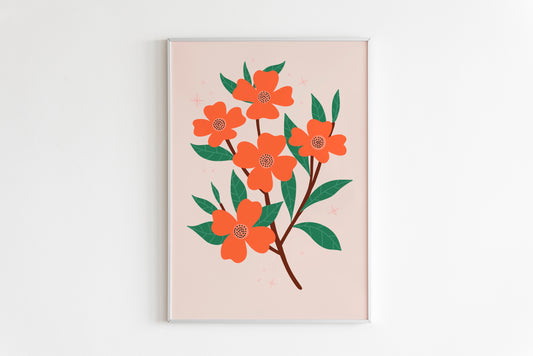Orange Flower Print