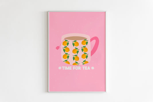 Time For Tea Print in Pink