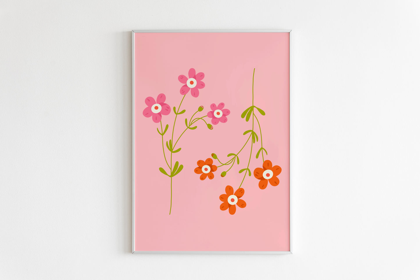 Two Flowers Print in Pink