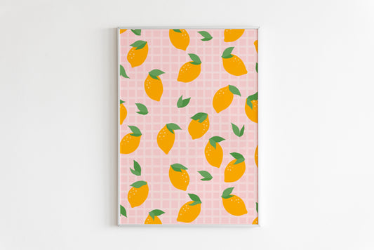 Lemon Checkerboard Pattern Print